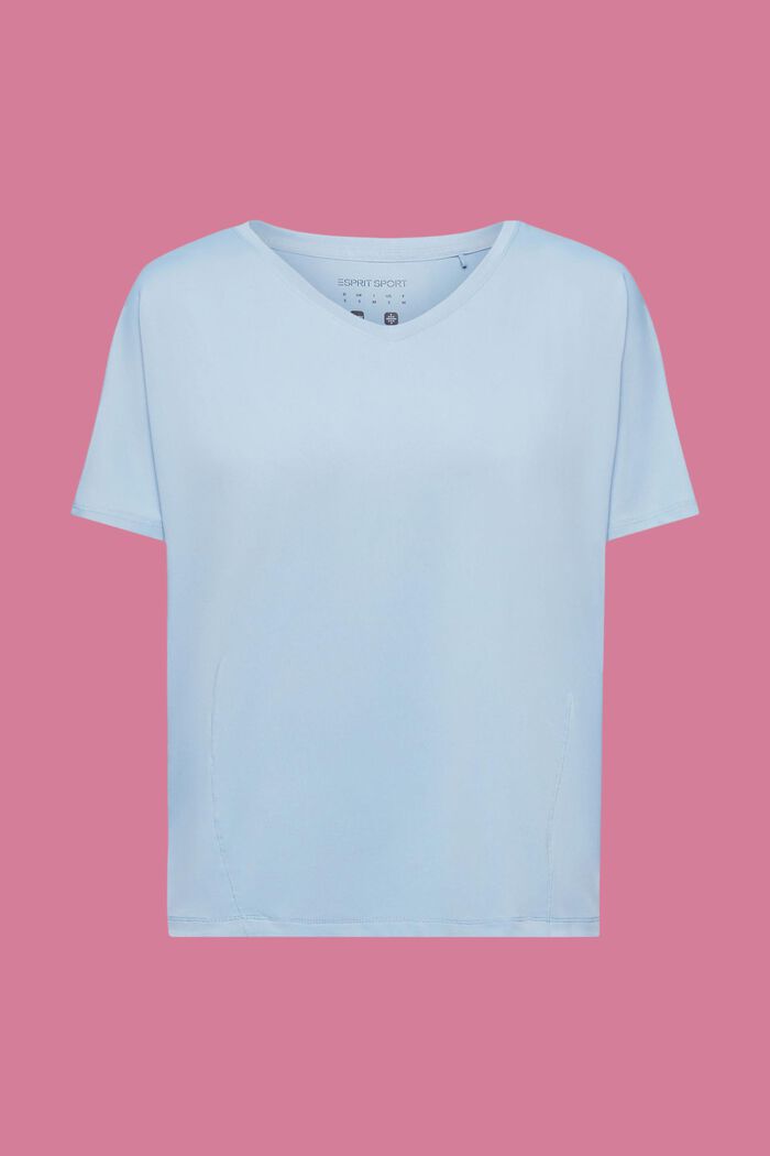 Active-T-Shirt mit V-Ausschnitt und E-DRY, PASTEL BLUE, detail image number 5
