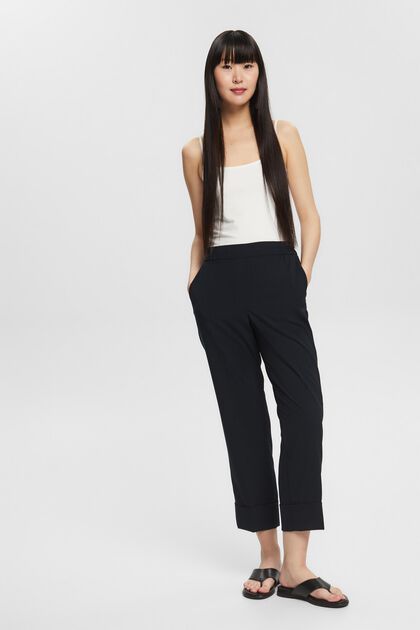 Mid-Rise-Pants im Cropped Fit, BLACK, overview