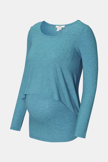 Longsleeve in Layer-Look, BLUE CORAL, overview