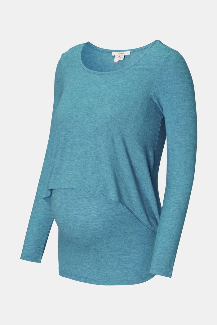 Longsleeve in Layer-Look, BLUE CORAL, detail image number 6