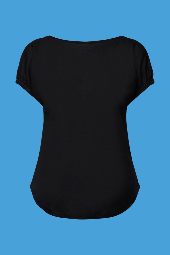 T-Shirt mit elastischen Details am Ärmel, BLACK, detail image number 6