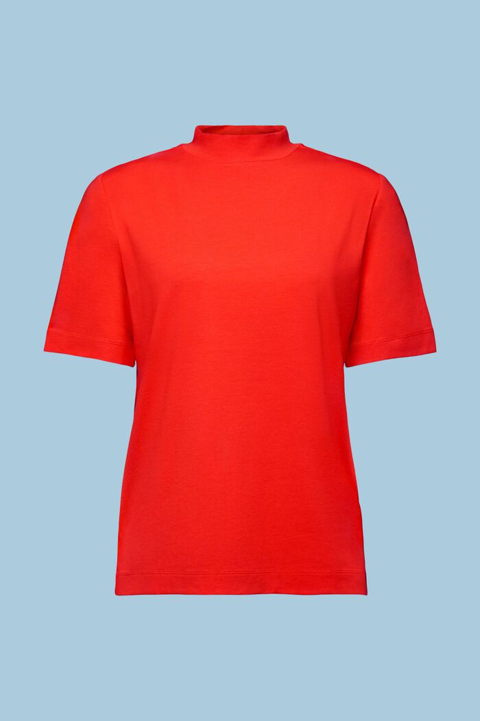 Jersey-T-Shirt mit Stehkragen, RED, detail image number 6