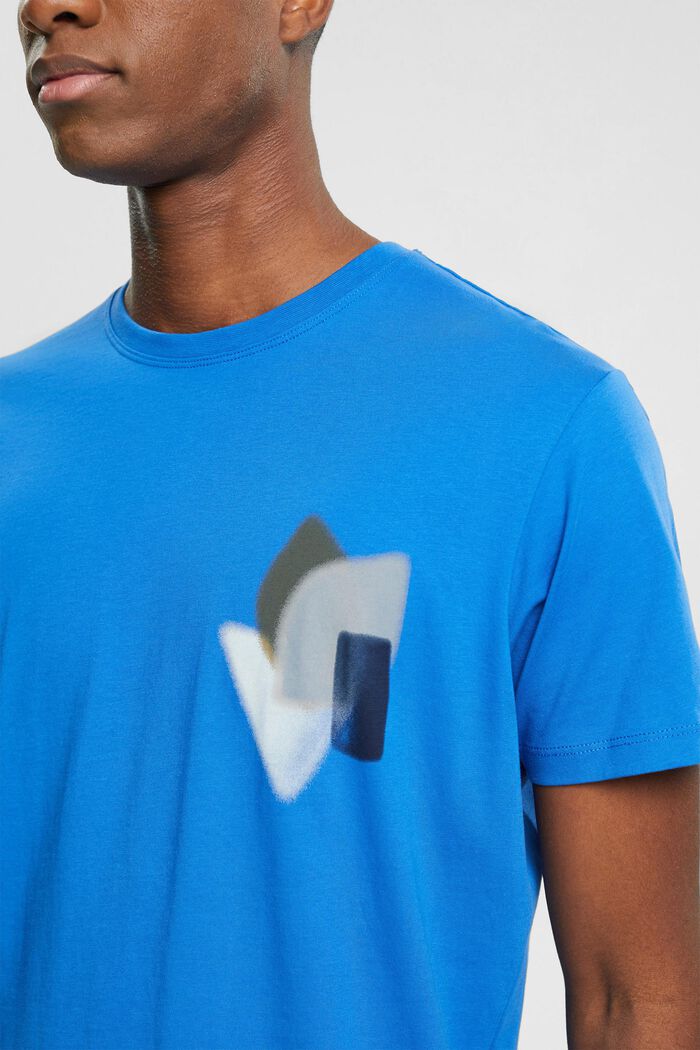 T-Shirt mit Print auf Brusthöhe, BLUE, detail image number 0