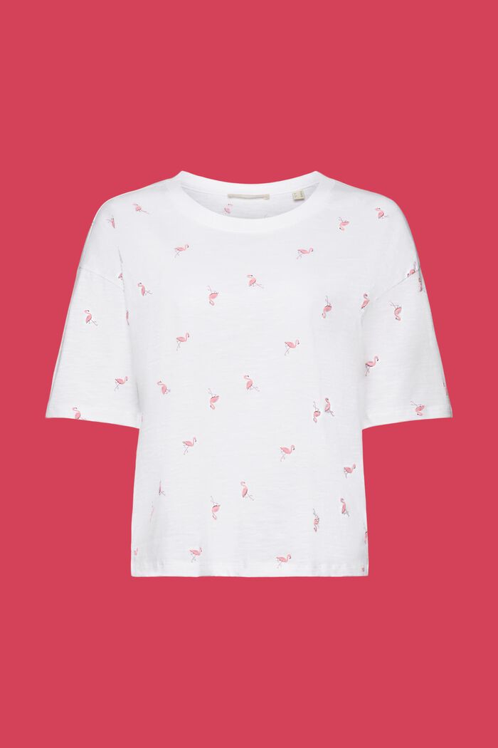 T-Shirt mit Allover-Print, 100 % Baumwolle, WHITE, detail image number 6