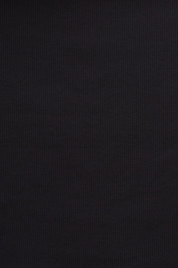 Geripptes Baumwoll-T-Shirt in verkürzter Länge, BLACK, detail image number 5