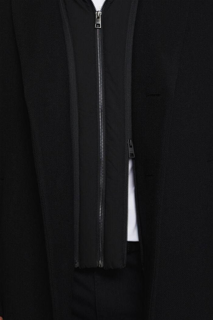 Mantel mit abnehmbarer Kapuze aus Wollmix, BLACK, detail image number 4