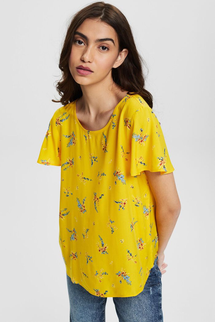 Floral gemusterte Bluse, LENZING™ ECOVERO™, SUNFLOWER YELLOW, detail image number 0