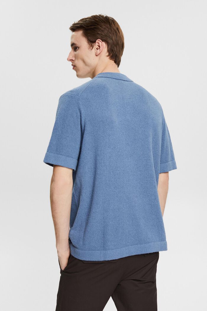 Polo-Shirt in Bouclé-Optik, GREY BLUE, detail image number 2