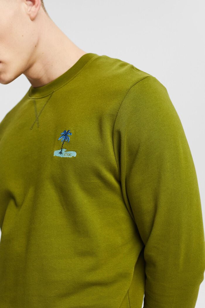 Sweatshirt mit kleiner Motiv-Stickerei, LEAF GREEN, detail image number 2