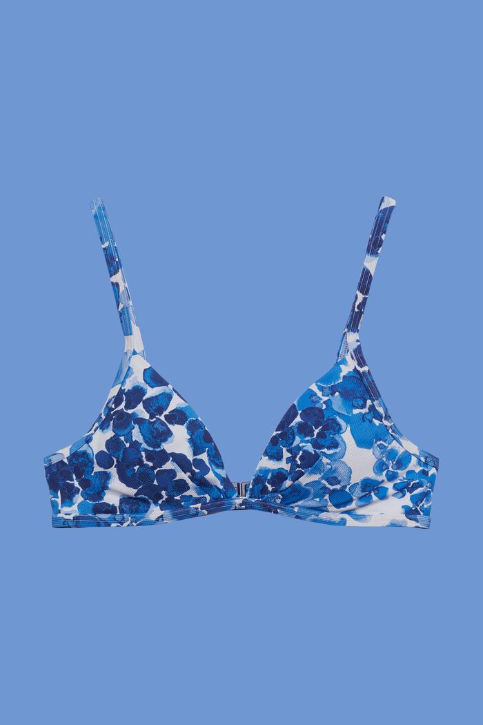 Recycelt: Wattiertes Triangel-Bikinitop mit Print, BLUE, detail image number 4