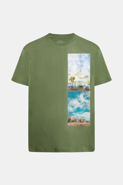 T-Shirt mit abgesetztem Landschafts-Print, FOREST, overview