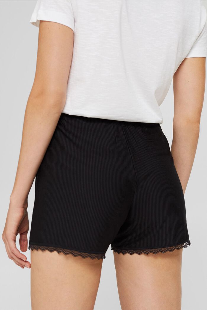 Pyjama-Shorts mit Spitze, LENZING™ ECOVERO™, BLACK, detail image number 2