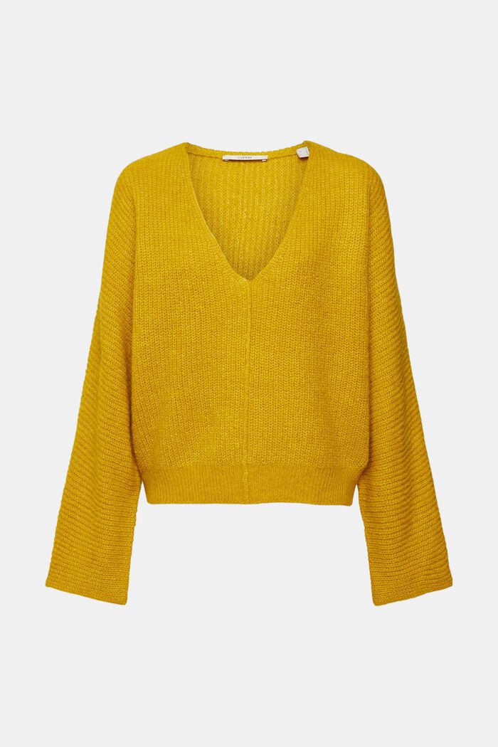 Cropped-Pullover aus Wollmix, DUSTY YELLOW, detail image number 2