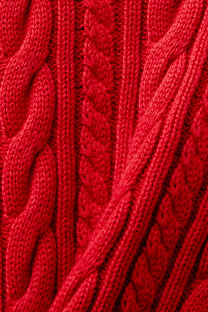 Zopfstrickpullover aus Baumwolle, DARK RED, detail image number 5