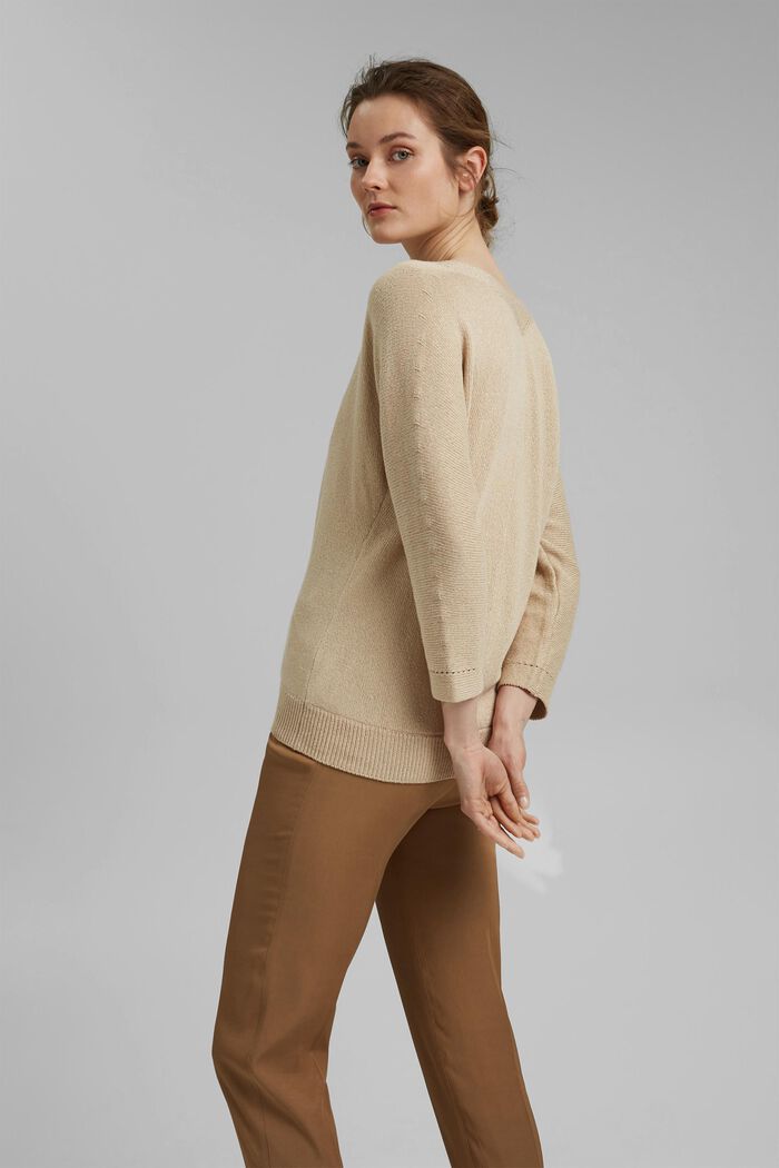 V-Neck-Pullover mit Organic Cotton, DUSTY NUDE, detail image number 3