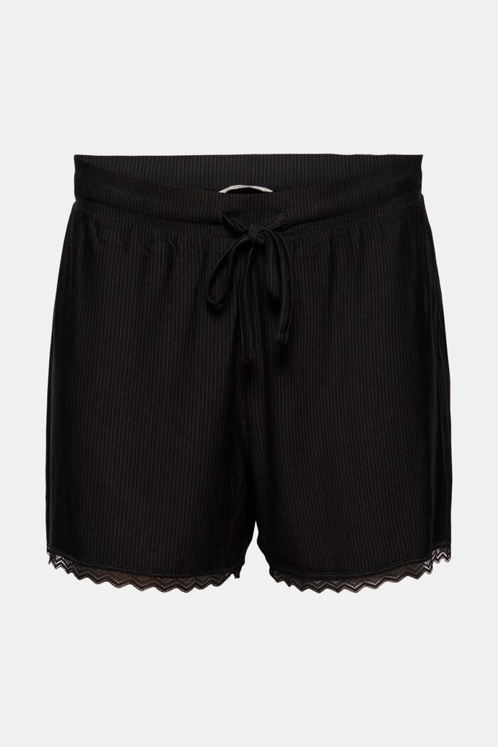 Pyjama-Shorts mit Spitze, LENZING™ ECOVERO™, BLACK, overview
