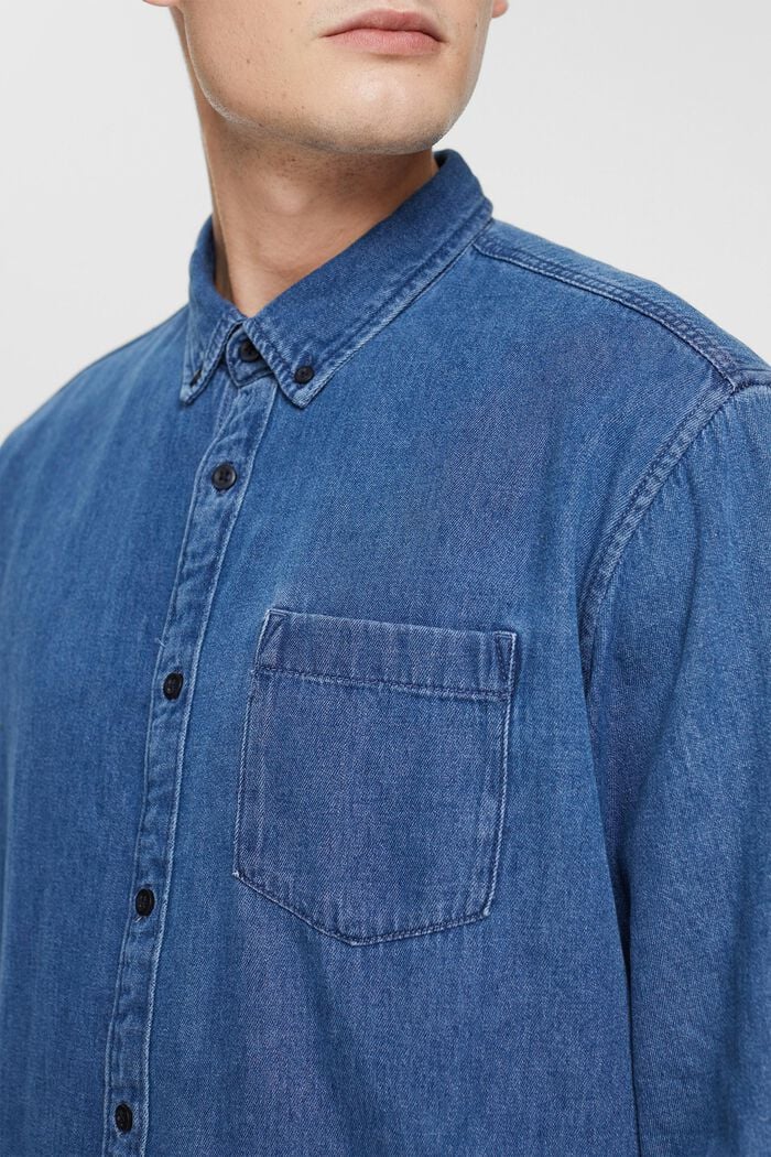 Jeanshemd mit aufgesetzter Tasche, BLUE MEDIUM WASHED, detail image number 2