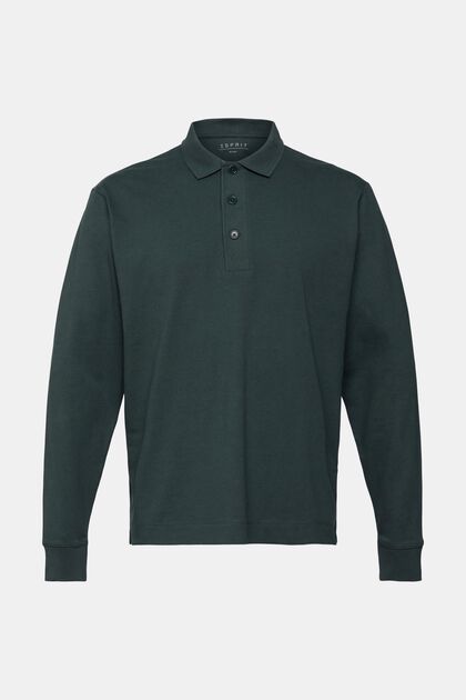 Langärmliges Poloshirt, DARK TEAL GREEN, overview