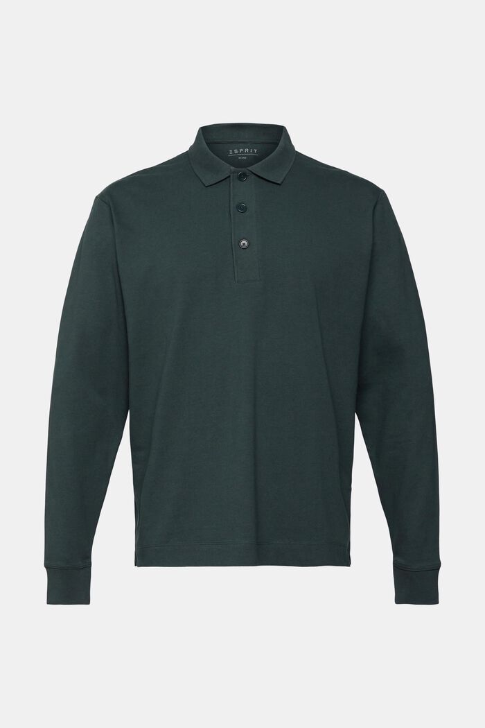 Langärmliges Poloshirt, DARK TEAL GREEN, detail image number 5