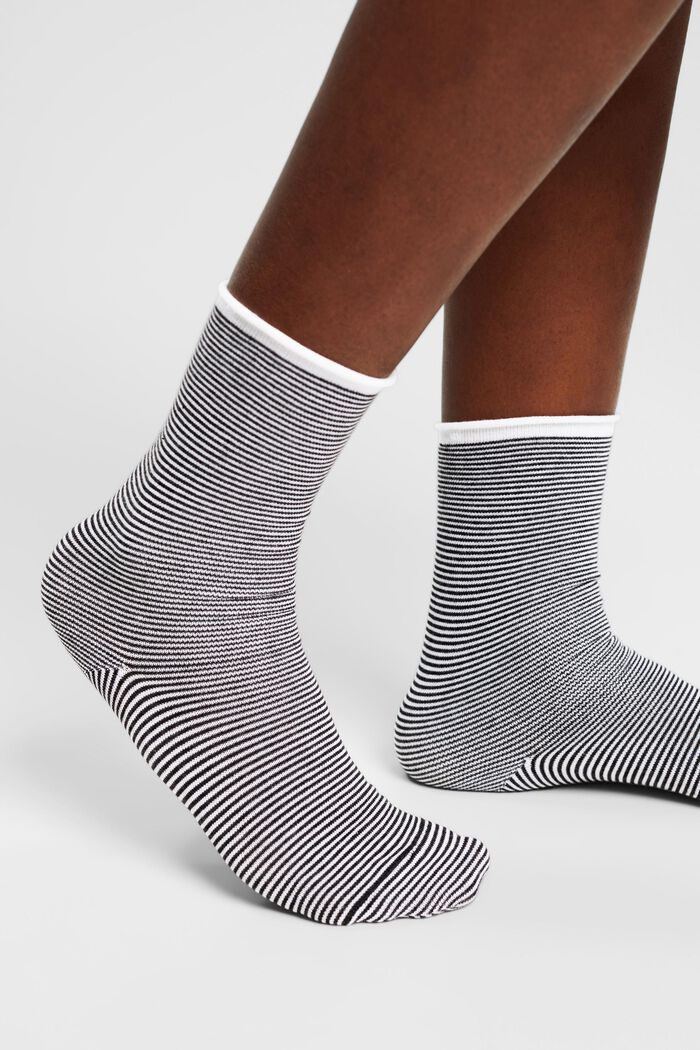 2er-Pack gestreifte Socken aus Bio-Baumwollmix