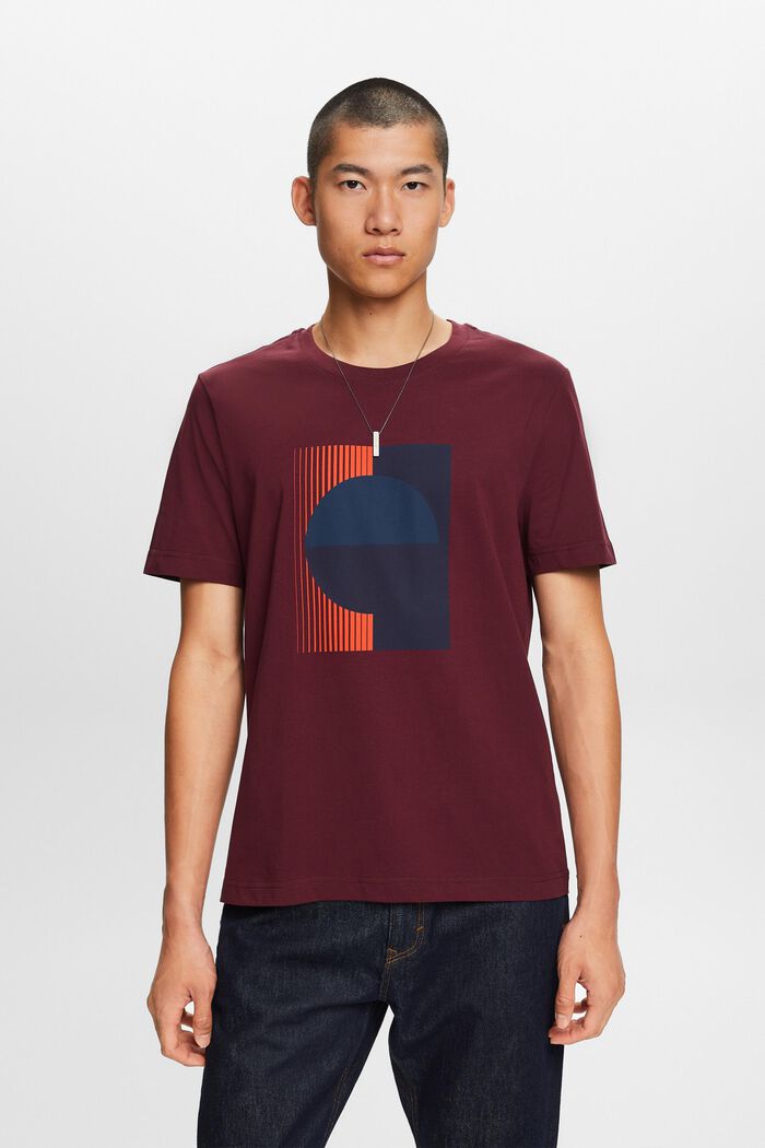 Bedrucktes Jersey-T-Shirt, 100 % Baumwolle, AUBERGINE, detail image number 2