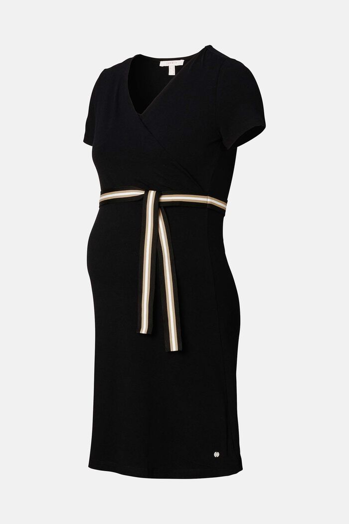 Kleid mit gestreiftem Gürtel, Organic Cotton, BLACK, detail image number 5