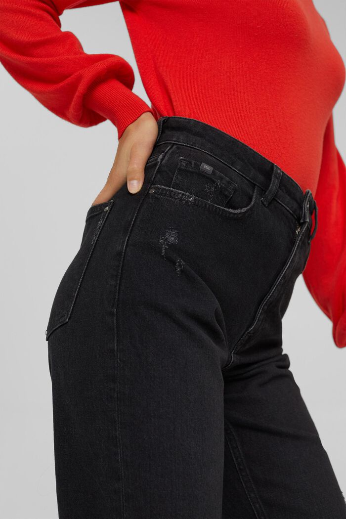 Cropped Destroyed-Jeans, Bio-Baumwolle, BLACK DARK WASHED, detail image number 2