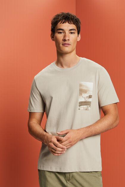 T-Shirt mit Print auf der Brust, 100 % Baumwolle