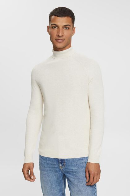 Gerippter Turtleneck-Pullover, OFF WHITE, overview