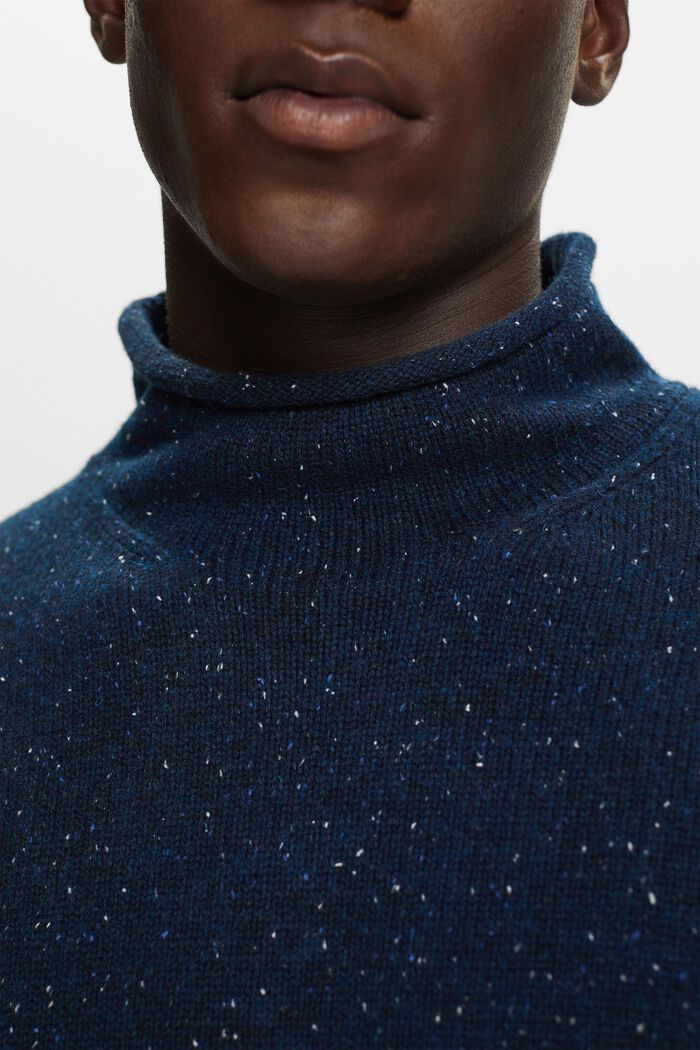 Pullover mit Stehkragen aus Wollmix, PETROL BLUE, detail image number 1