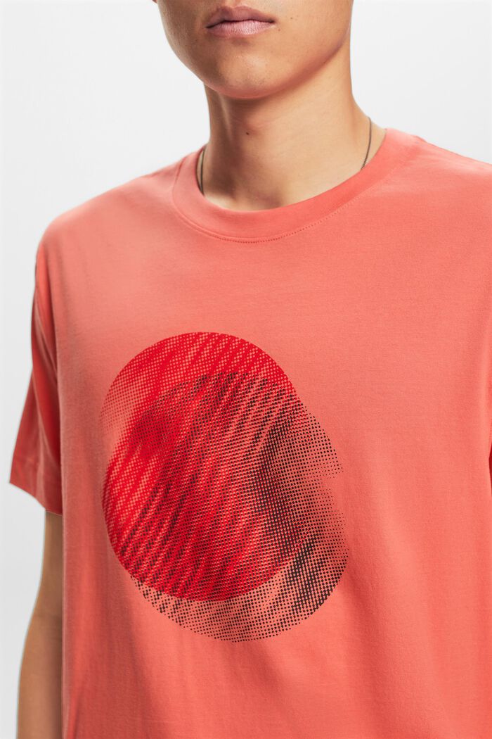 T-Shirt mit Print vorne, 100 % Baumwolle, CORAL RED, detail image number 3
