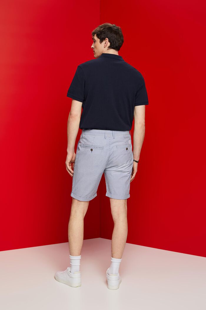 Gestreifte Chino-Shorts, 100 % Baumwolle, BLUE, detail image number 3