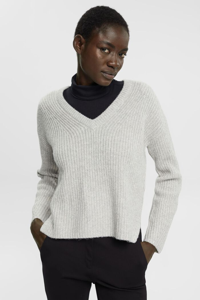 Gerippter Wollmix-Pullover, LIGHT GREY, detail image number 0