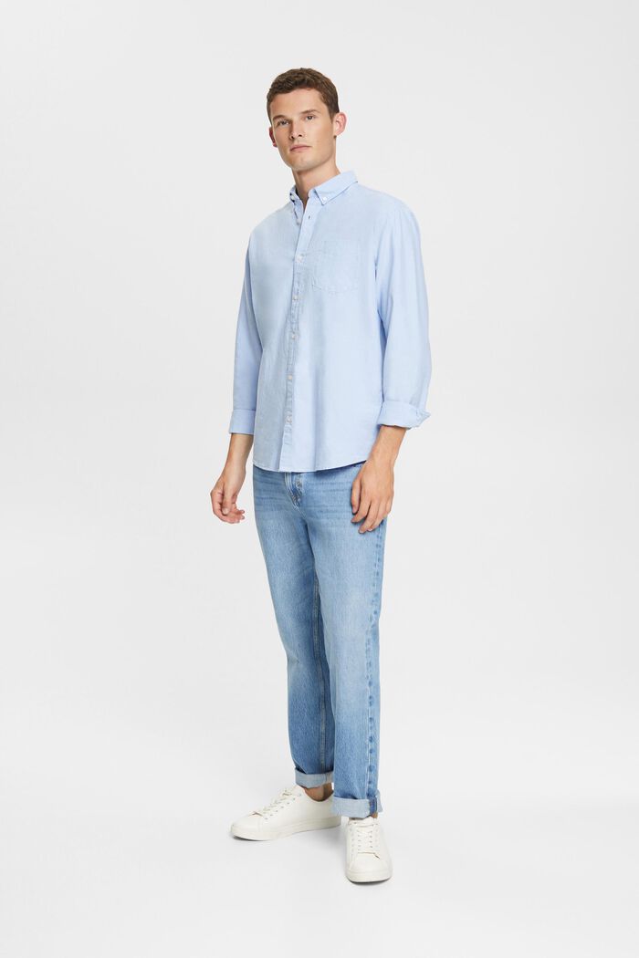 Button-Down-Hemd, 100 % Baumwolle, LIGHT BLUE, detail image number 4
