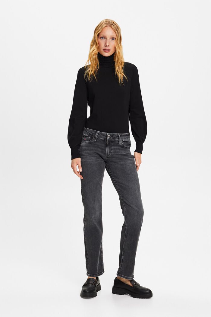 Jeans mit geradem Bein und mittlerer Bundhöhe, BLACK DARK WASHED, detail image number 5