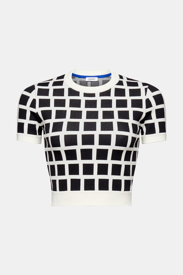 Verkürztes Pullover-T-Shirt im Jacquard-Design, BLACK, detail image number 6