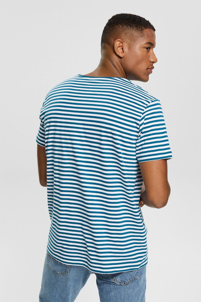 Jersey-T-Shirt mit Streifenmuster, PETROL BLUE, detail image number 3