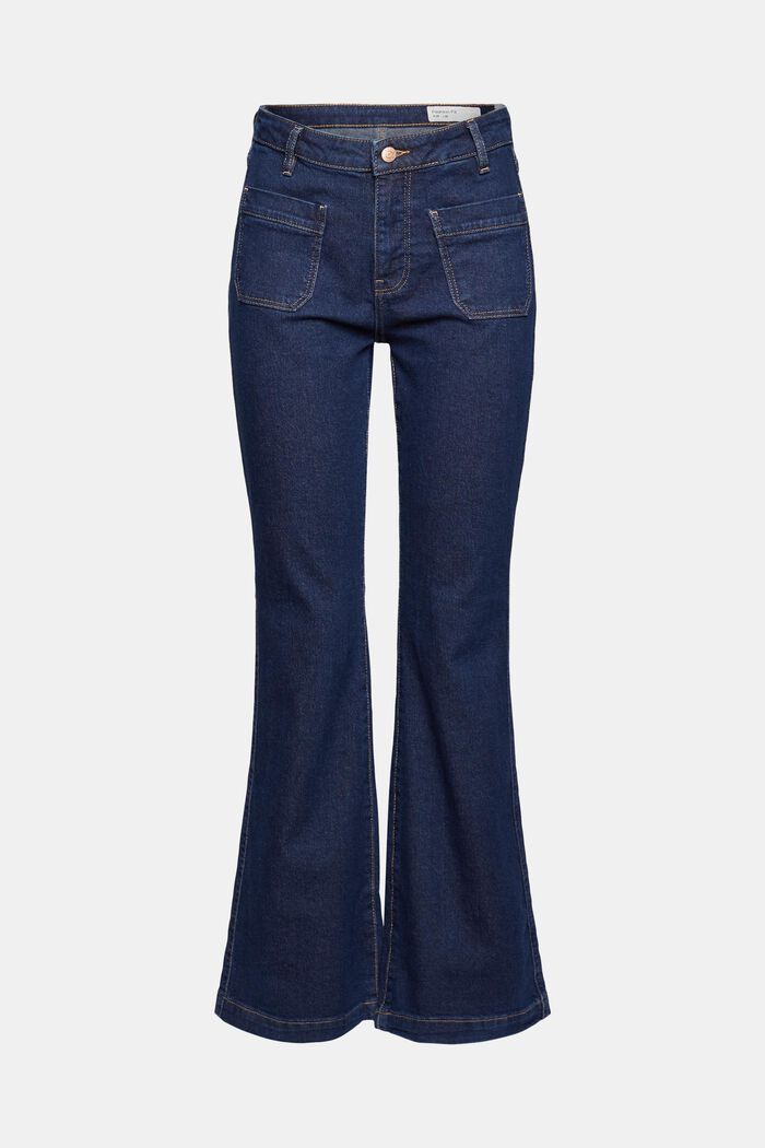Bootcut-Jeans mit aufgesetzten Taschen, BLUE DARK WASHED, detail image number 7