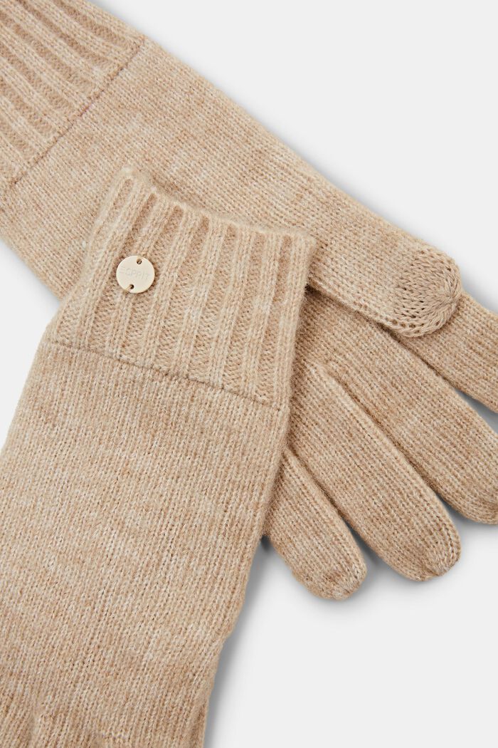 Rippstrick-Handschuhe, BEIGE, detail image number 1
