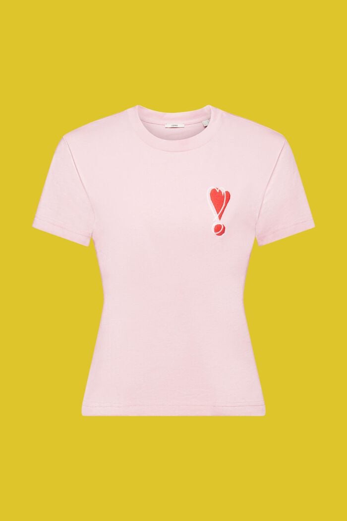 Baumwoll-T-Shirt mit gesticktem Herzmotiv, PINK, detail image number 6