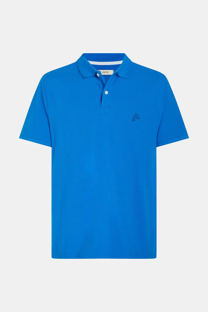 Klassisches Tennis-Poloshirt mit Dolphin-Batch, BLUE, detail image number 4