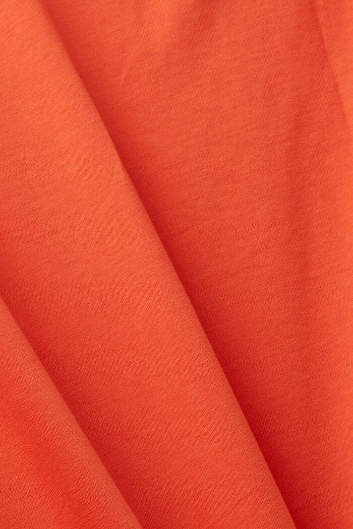 Schmal geschnittenes Baumwoll-T-Shirt mit Print, ORANGE RED, detail image number 4