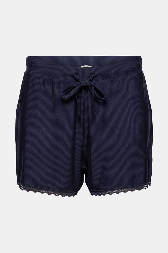 Pyjama-Shorts mit Spitze, LENZING™ ECOVERO™, NAVY, detail image number 7