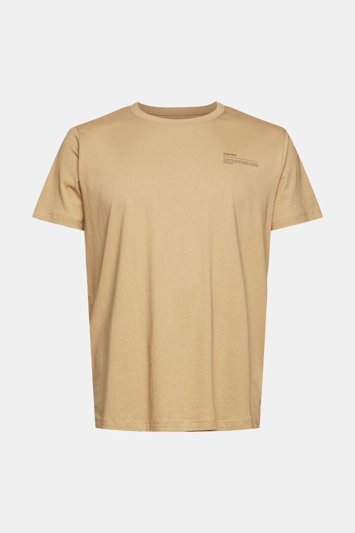 Jersey-T-Shirt mit Print, 100% Bio-Baumwolle, BEIGE, overview