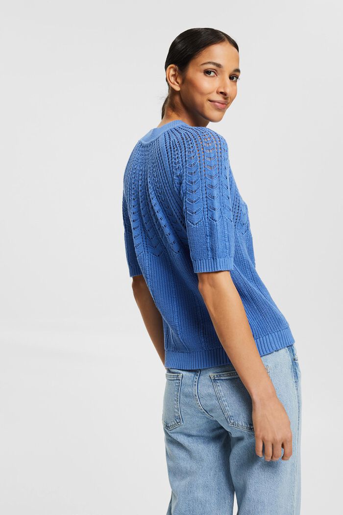 Kurzarm-Pullover aus 100% Baumwolle, LIGHT BLUE LAVENDER, detail image number 3