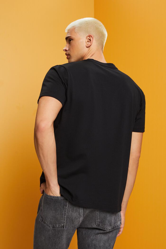 T-Shirt aus Bio-Baumwolle mit geometrischem Print, BLACK, detail image number 3
