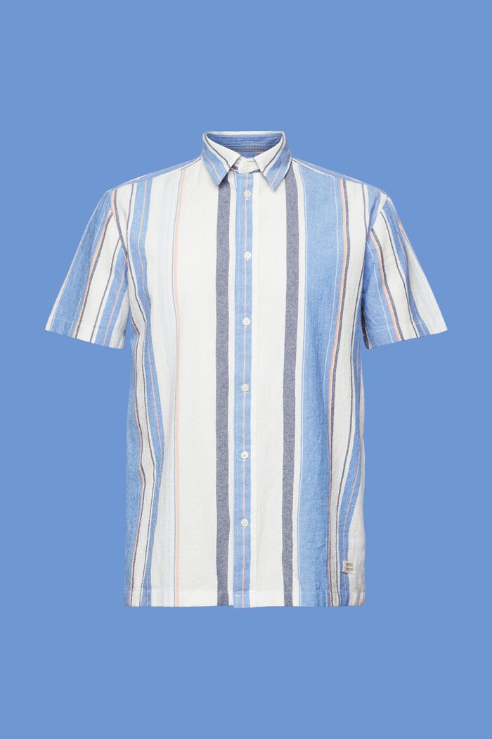 Kurzarm-Hemd mit Streifen, 100% Baumwolle, BRIGHT BLUE, detail image number 6