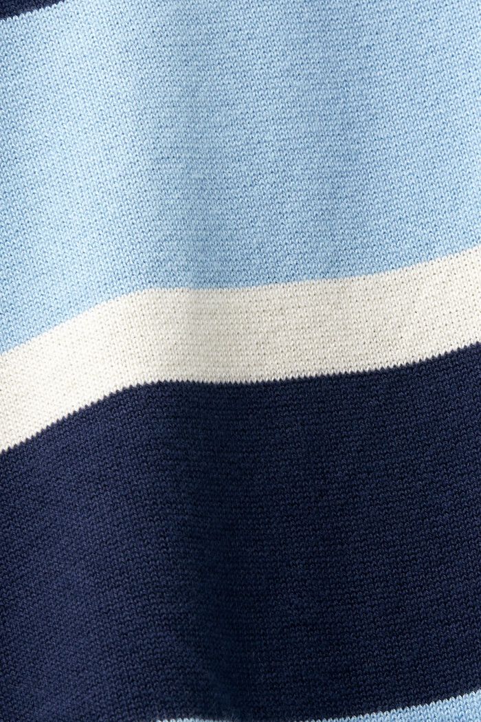 Gestreiftes Baumwoll-T-Shirt mit Logo und Polokragen, BRIGHT BLUE, detail image number 5