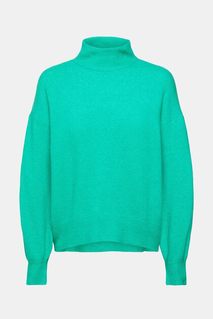 Wollmix-Pullover mit Stehkragen, LIGHT GREEN, overview