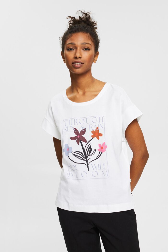 T-Shirt mit Print, Bio-Baumwolle , WHITE, detail image number 0